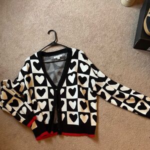 Black and White Heart Pattern Sweater - 99 Jane Street